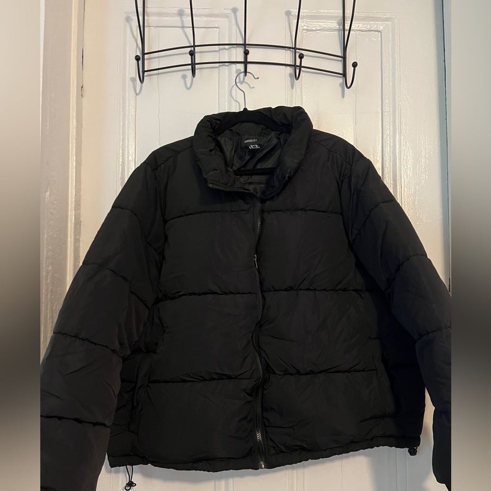Plus Size Black Puffer Jacket